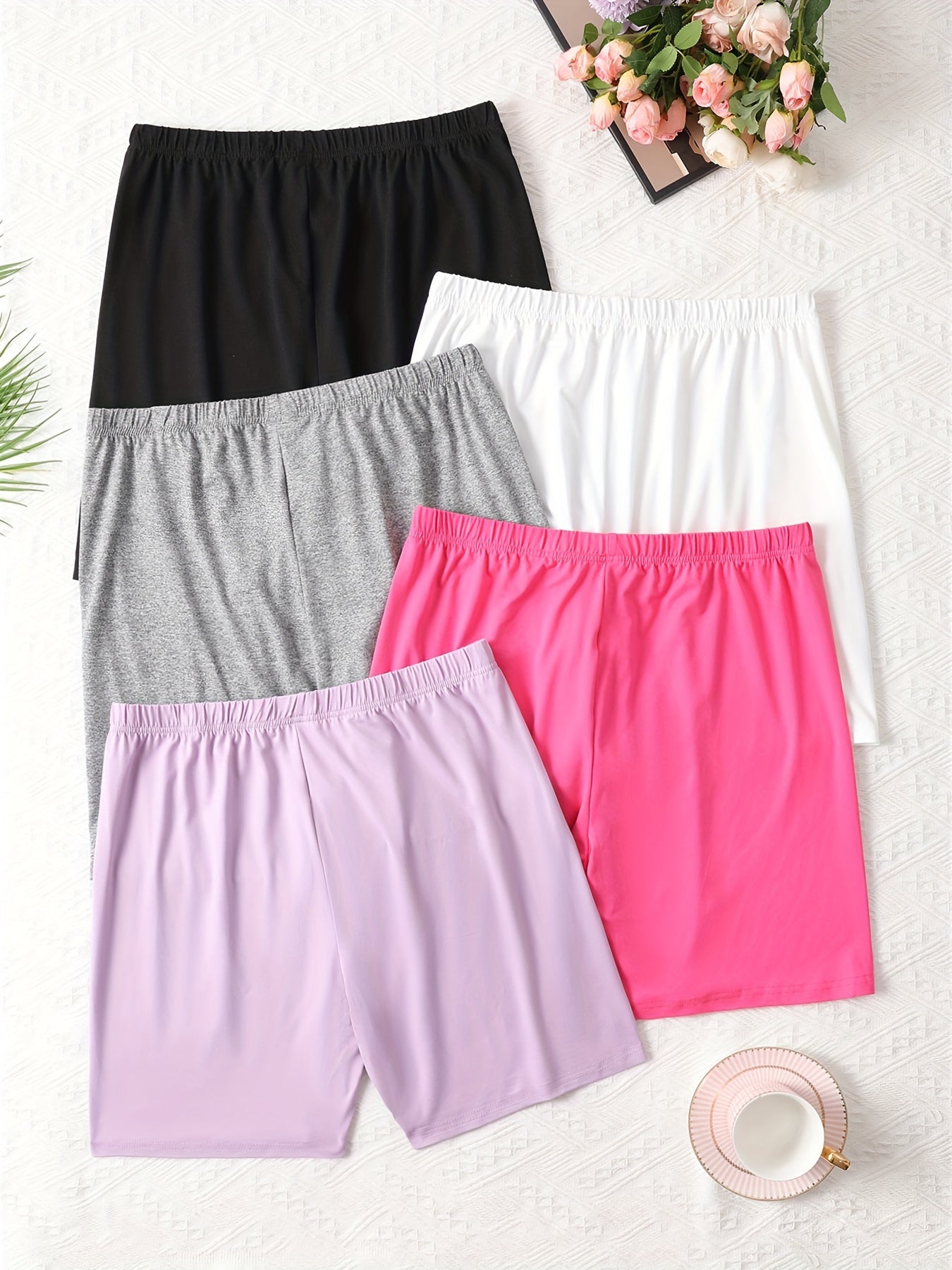 Women's Plus Size Lounge Shorts Elastic Waist Solid Casual Home Wear
