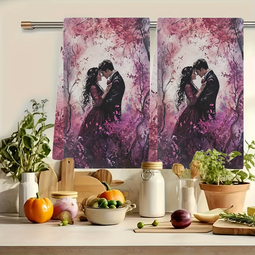 Romantic Cherry Blossom Kitchen Towels 2 Pack Ultra Soft Absorbent 40x60 cm
