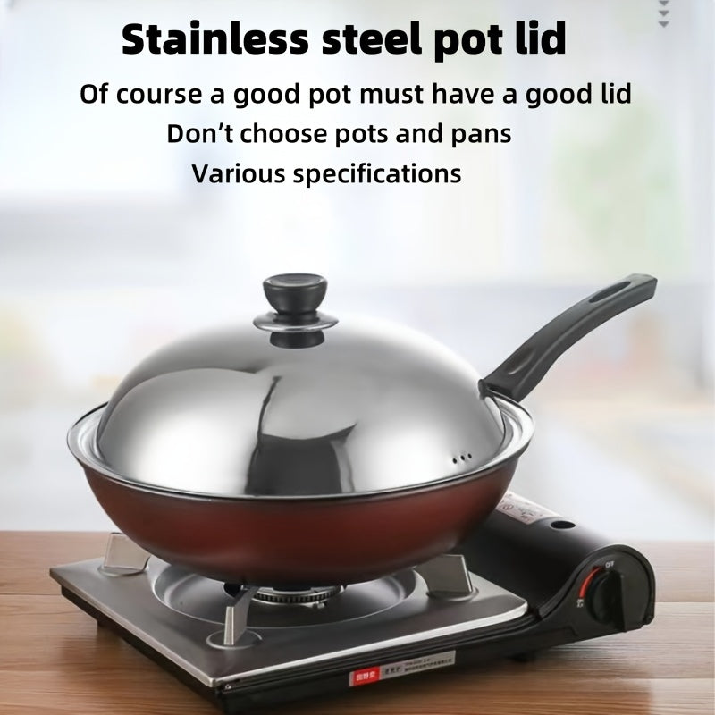 Tapa de olla de acero inoxidable con asa de perla resistente al calor, compatible con diferentes tamaños, fácil de limpiar