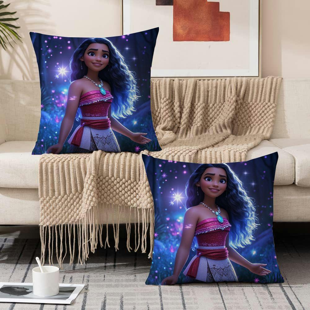 Decorative Pillow Covers Square Set of 2 Moana Inspired Polyester for Sofa Living Room