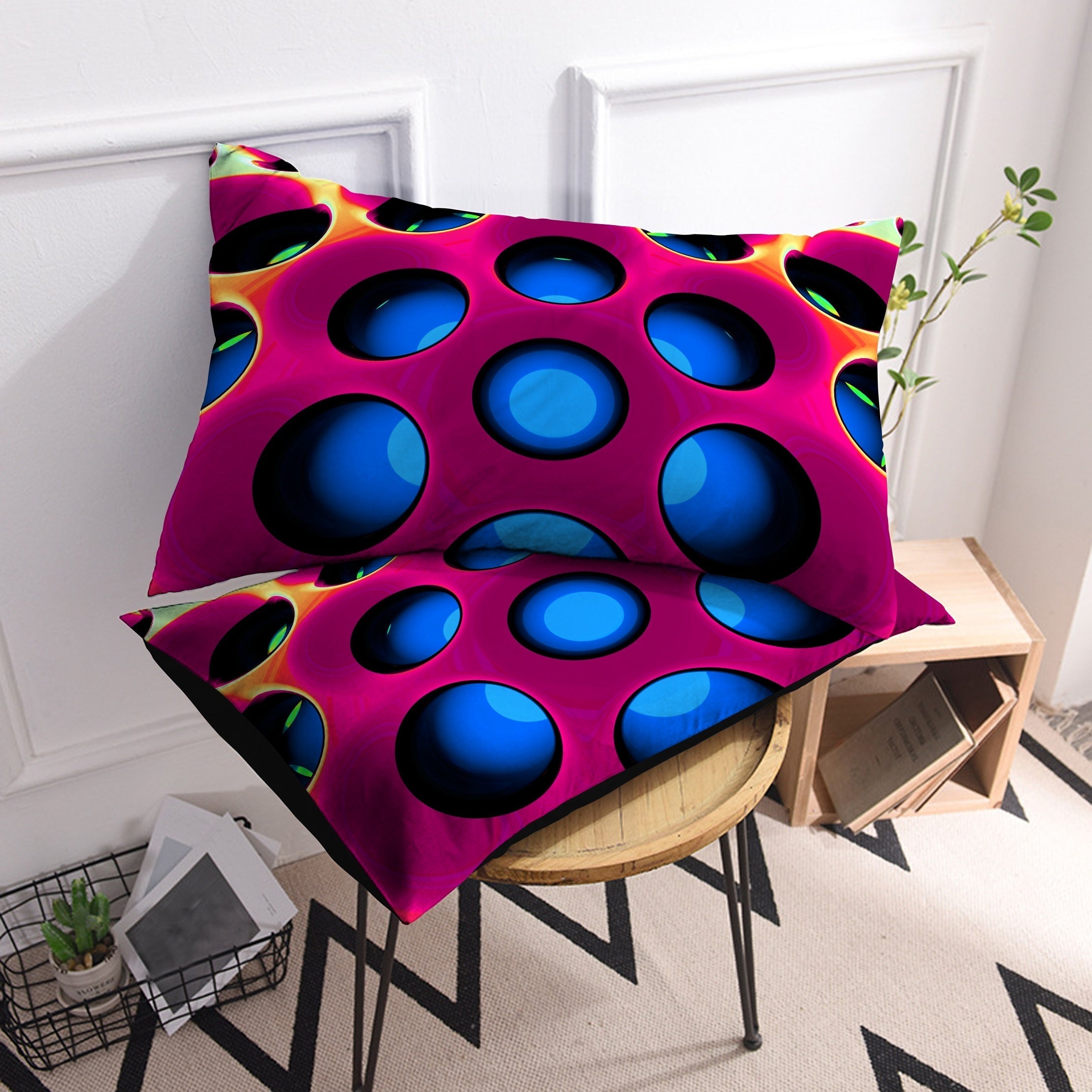 2 piezas de fundas de almohada circulares con estampado cepillado de poliéster, fundas decorativas para cojines