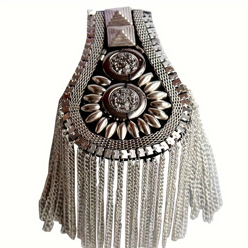Unisex European and American Suit Brooches with Rivets Tassels and Epaulettes