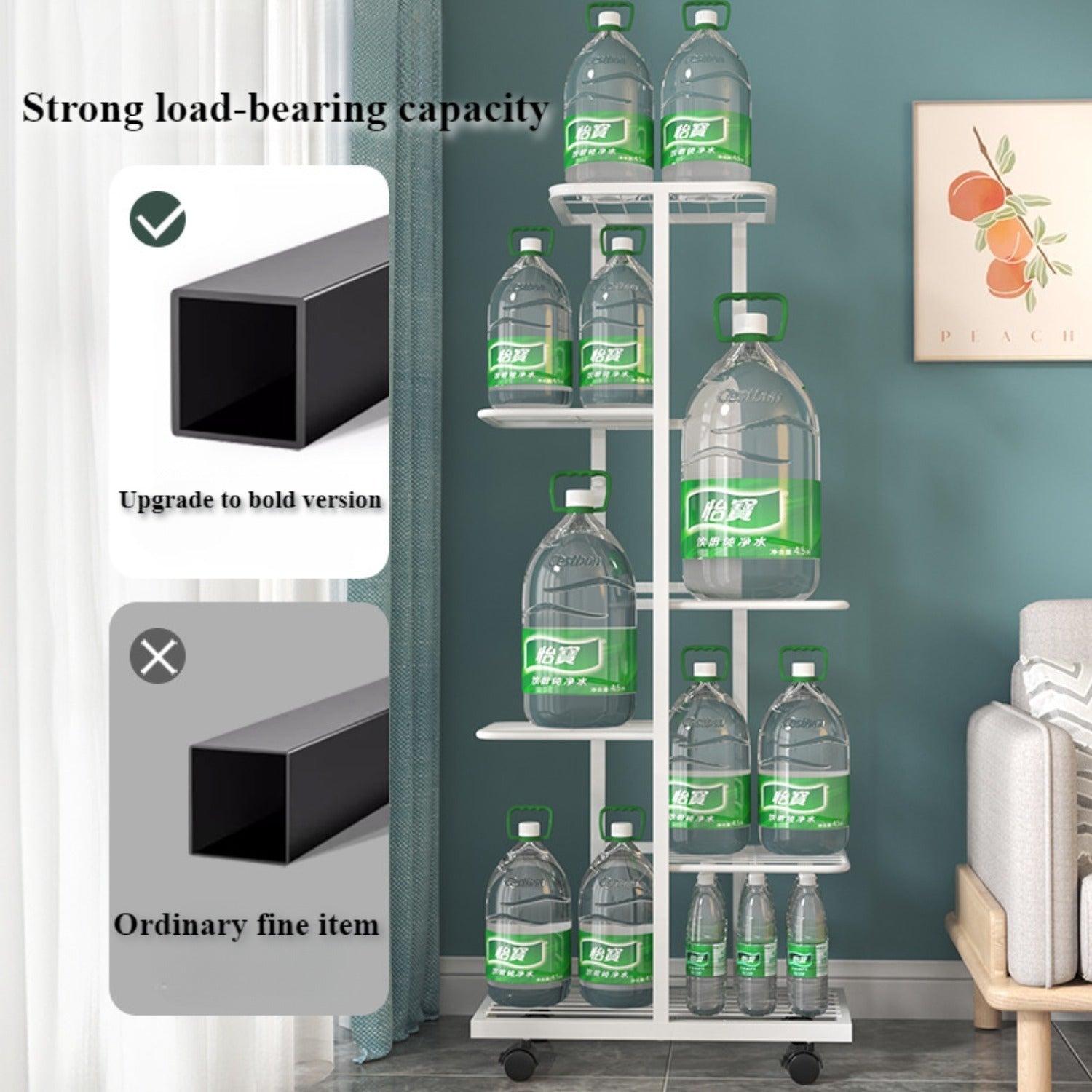 Multi-Functional 6-Tier Metal Plant Stand with Wheels Indoor Outdoor Space-Saving Black White