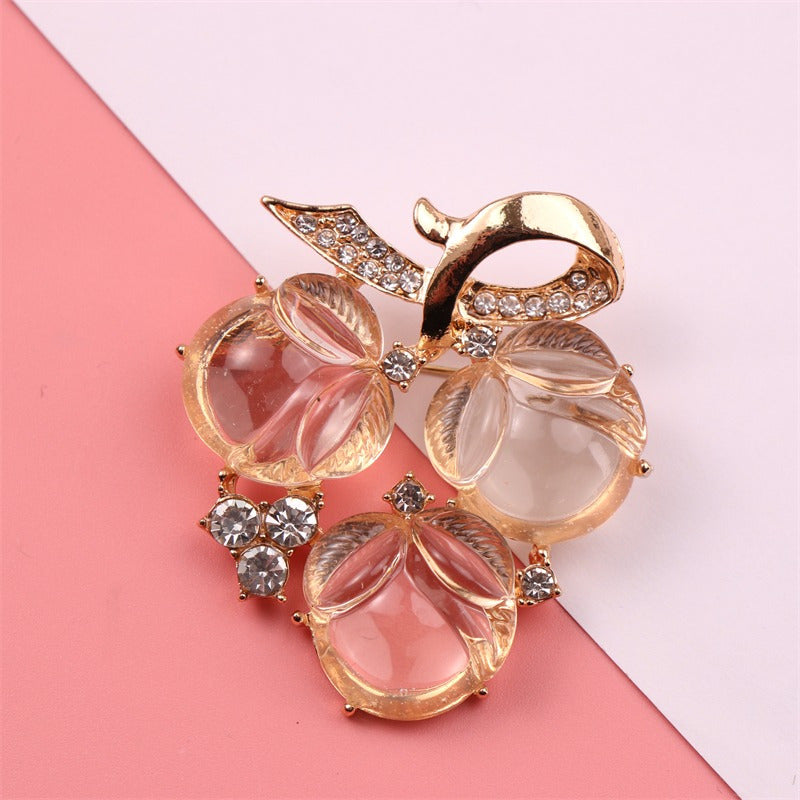 Enamel Brooch in Transparent Jelly Grape Design Cute Cartoon Badge Gift for Friends