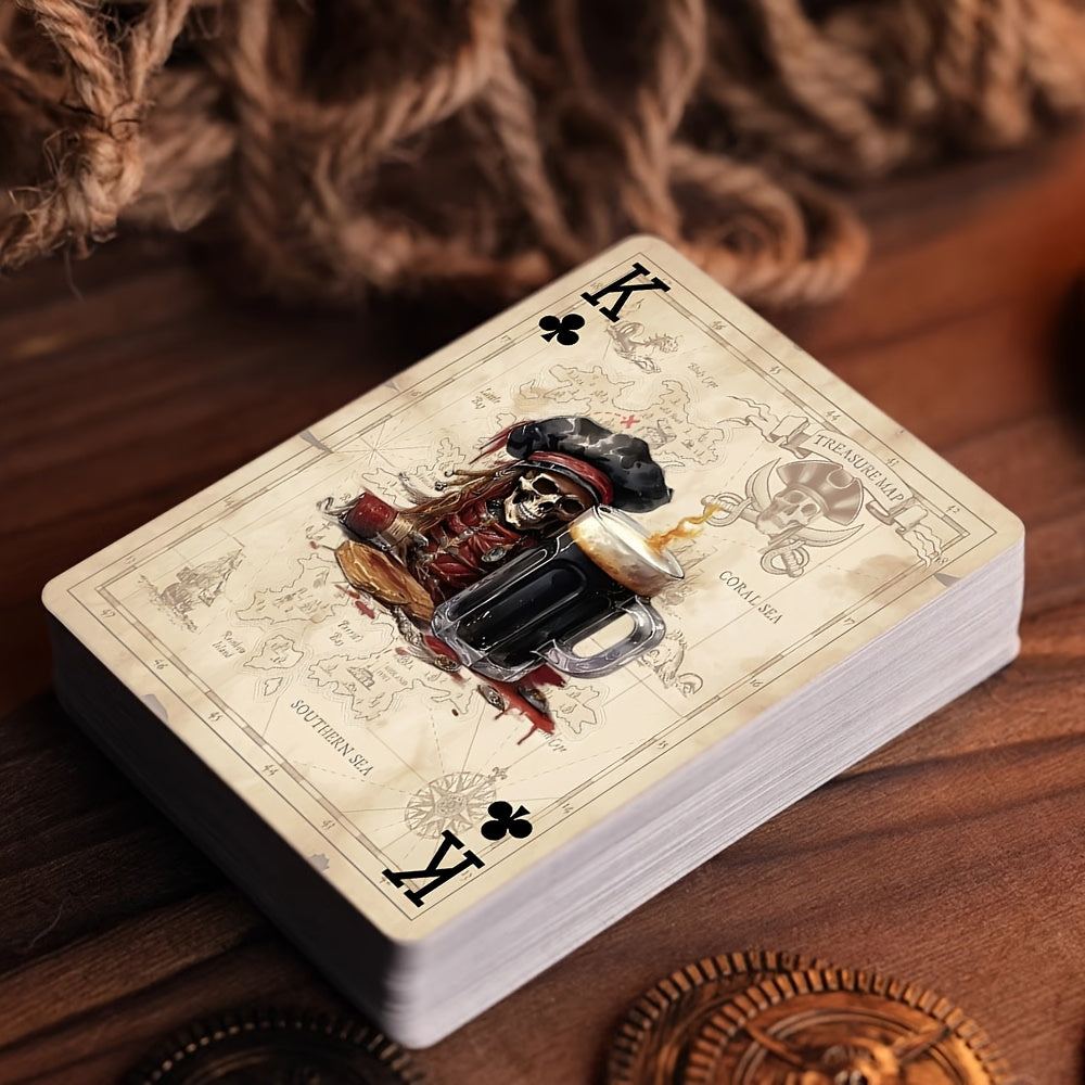 Vintage Pirate Playing Cards for Adults with Gold Accents and Anti-Slip Embossing