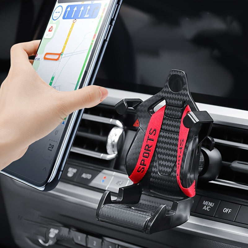 Universal Racing Style Carbon Fiber Pattern ABS Phone Holder for Car Air Vent Mount