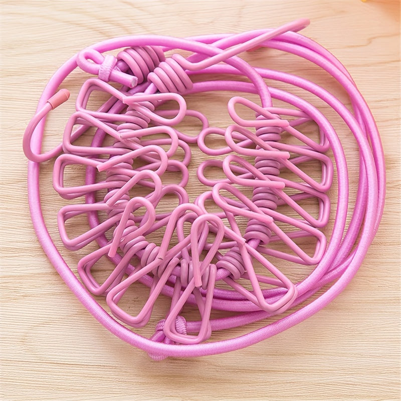 Portable Retractable Clothesline with 12 Windproof Clips for Camping and Travel