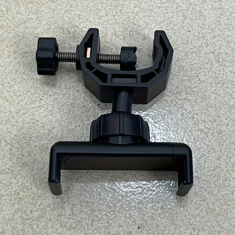 Black ABS Microphone and Smartphone Holder with 360-Degree Rotation for Bicycles and Motorcycles