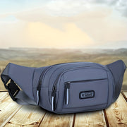 Men's Black Water-Resistant Sports Waist Pack with Phone Pouch Adjustable Strap