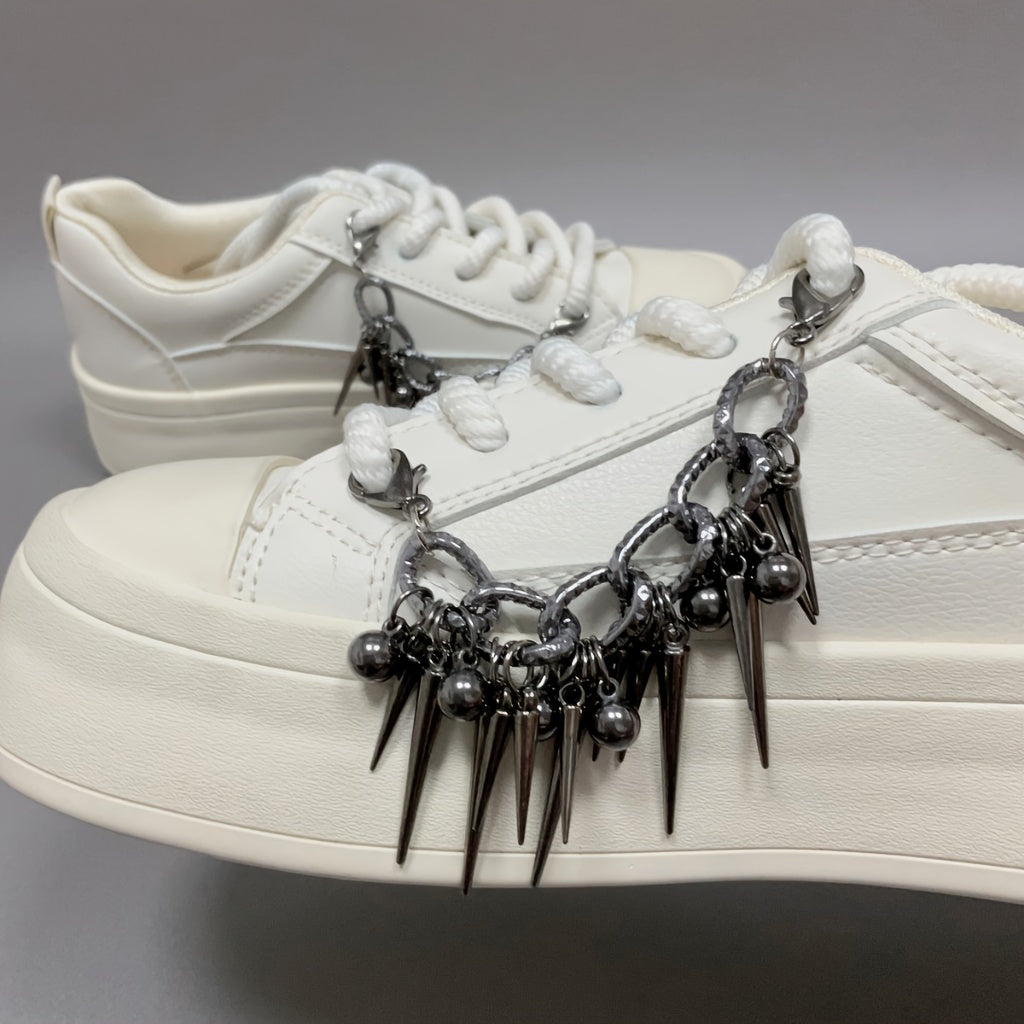 Unisex Aluminum Punk Style Metal Chain Spiked Shoe Decoration 2pcs