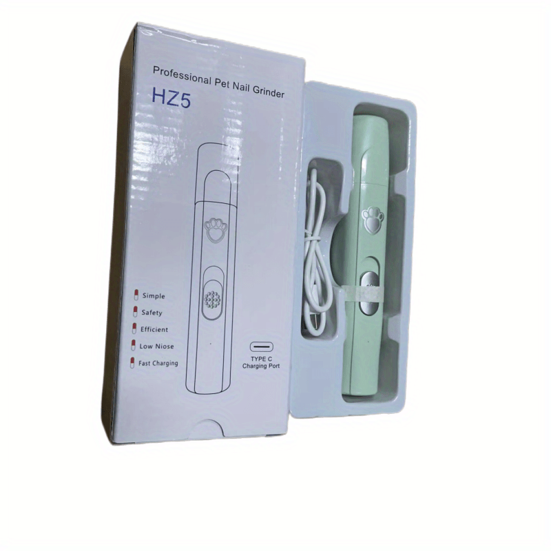 Electric Dog Nail Grinder 2-Speed Rechargeable Quiet Pet Nail Trimmer for Cats and Dogs