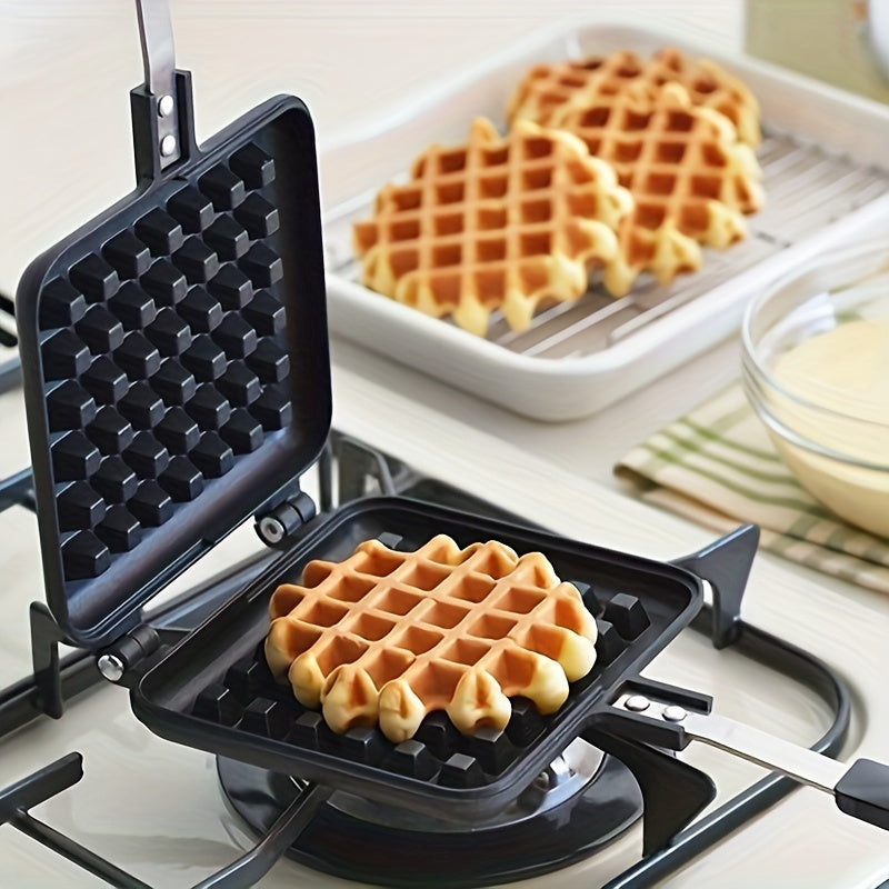 Square Aluminum Waffle Maker for Gas Stovetops Cooking Enthusiasts