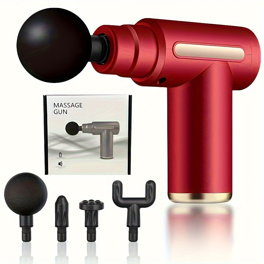 Pistola de masaje eléctrica con 4 cabezales reemplazables, masajeador portátil de mano, motor sin escobillas ultra silencioso