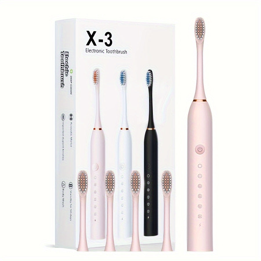 Cepillo de dientes eléctrico recargable para encías sensibles, 6 modos, 4 cabezales de repuesto