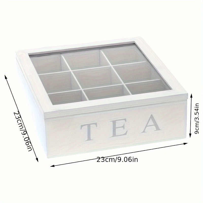 Black Wooden Tea and Jewelry Storage Box with Drawer and Lid