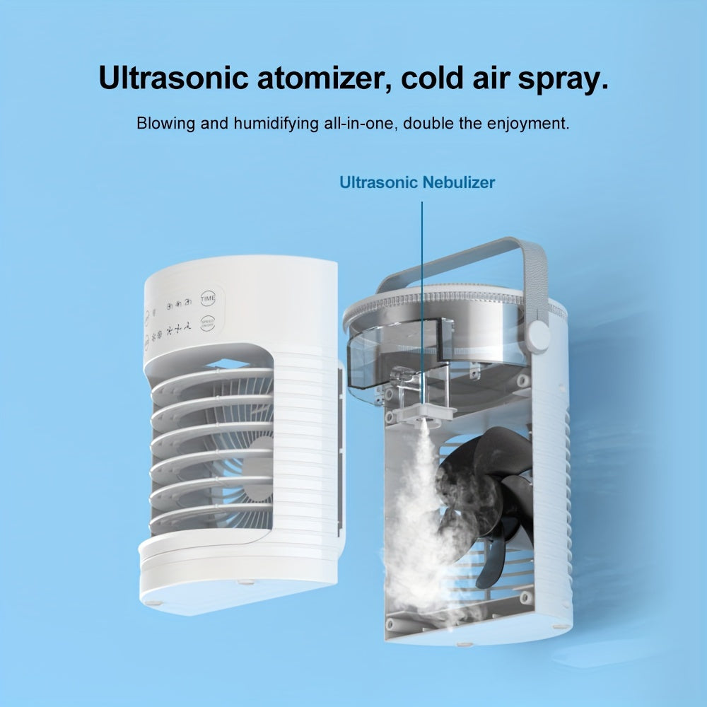 Portable Misting Air Cooler Fan with Touch Control, 3 Speeds, USB Powered