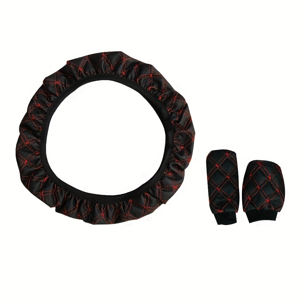 3 шт. кожаный чехол на руль автомобиля, рычаг переключения передач, ручник, подходит для 38 см