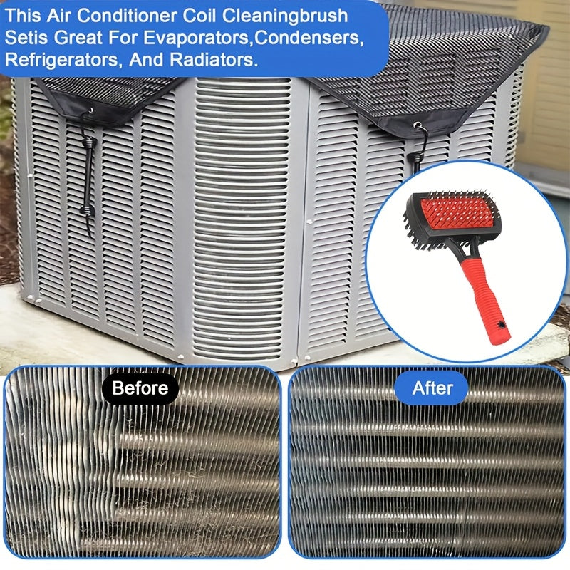 Flexible Plastic Air Conditioner Fin Cleaning Brush with Ergonomic Red Handle