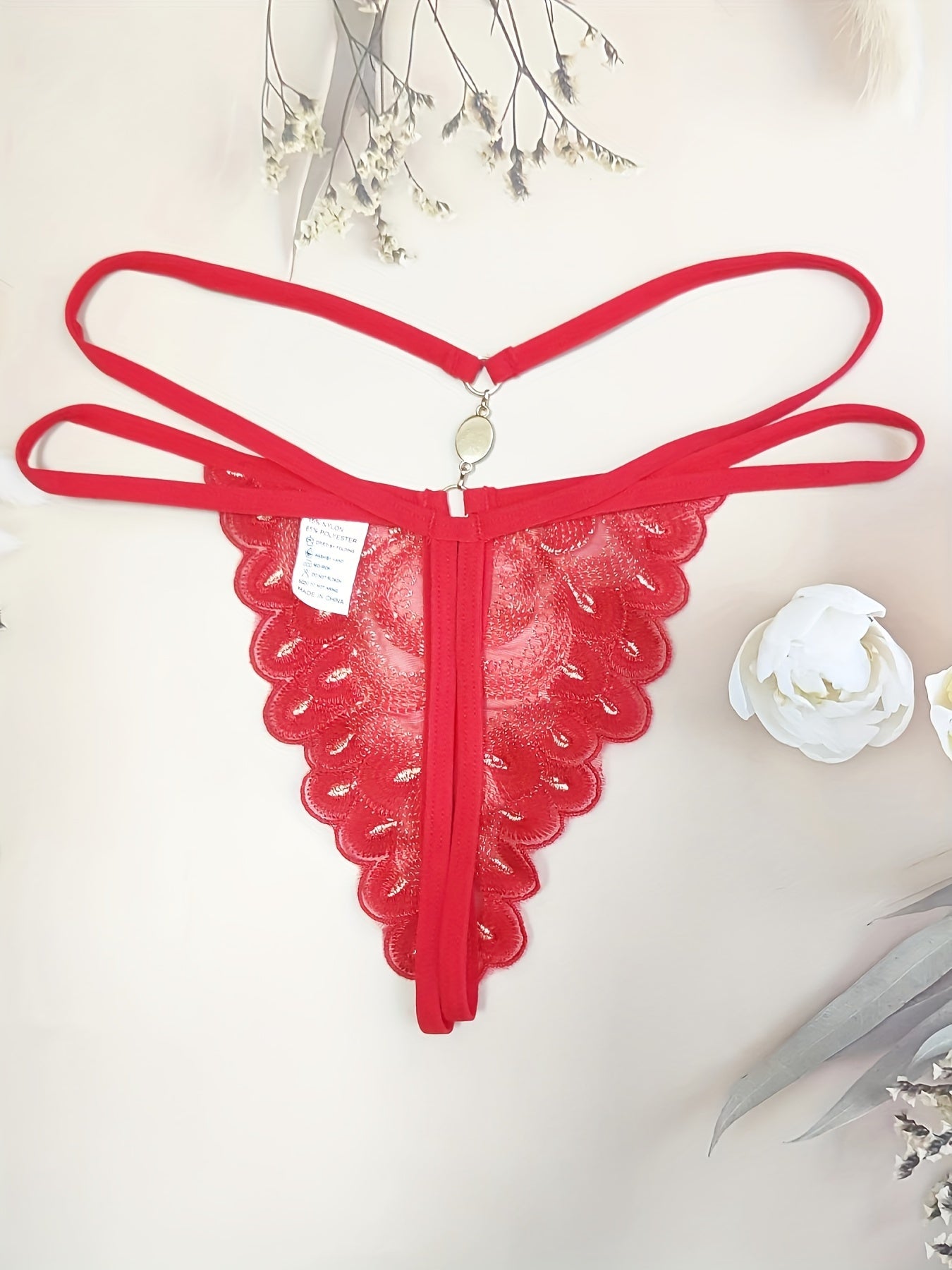 1 dona Jozibali Qora va Oltin Kelebek Tikişli Thong - Nafis Pastki Qism, Kamroq Ko'tarilgan Dantel, Moshinli Polyester Aralashmasi, Qo'l bilan Yuvish - Romantik Ichki Kiym