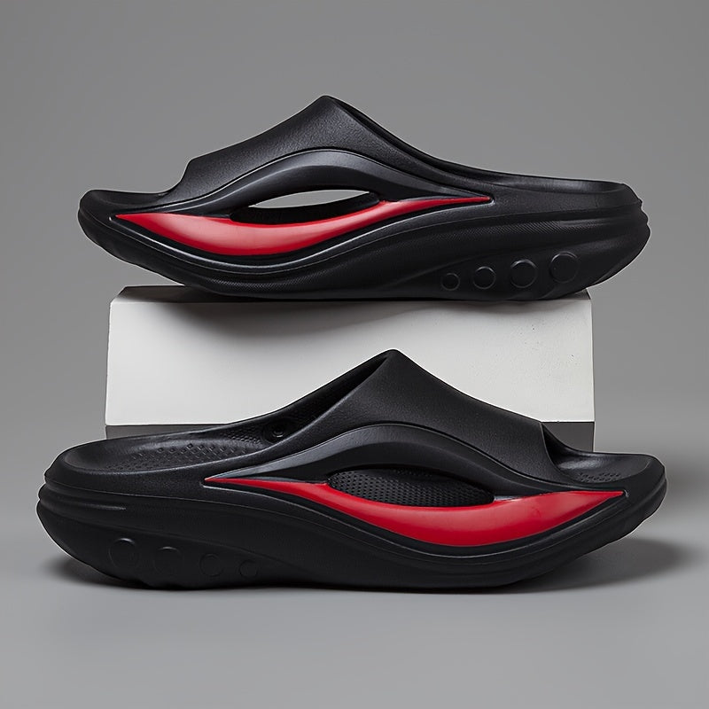 Men's Beige EVA Slides with Arch Support Thick Cushioned Sole Non-Slip Indoor Outdoor Summer