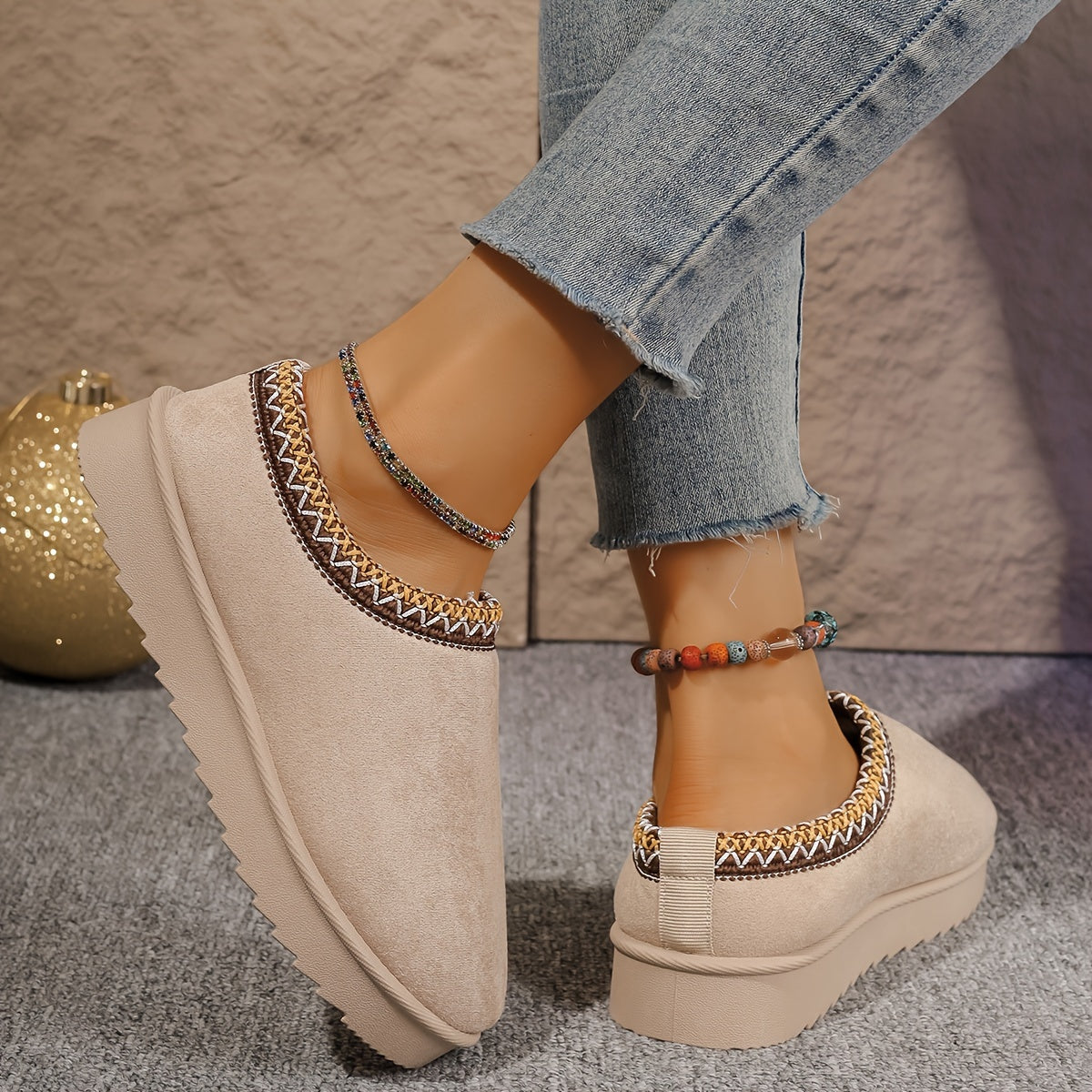 Women's Warm Slip-On Boots Soft Indoor Outdoor Shoes