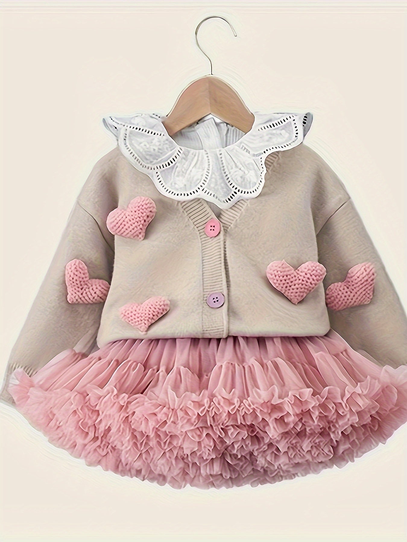 Девчачий свитер с V-образным вырезом и сердечным узором для весны и осени, уютный вязаный кардиган