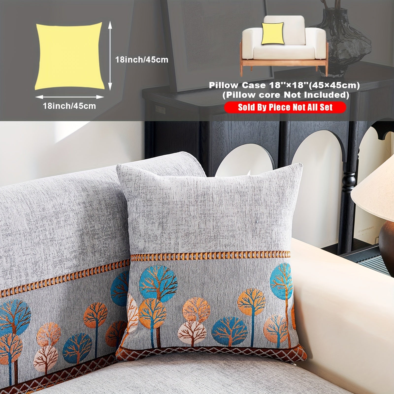 Chenille Sofa Cover with Tree Embroidery Pet-Friendly Slip-Resistant Easy to Clean Fits Various Sofa Sizes for Living Room and Home Decor