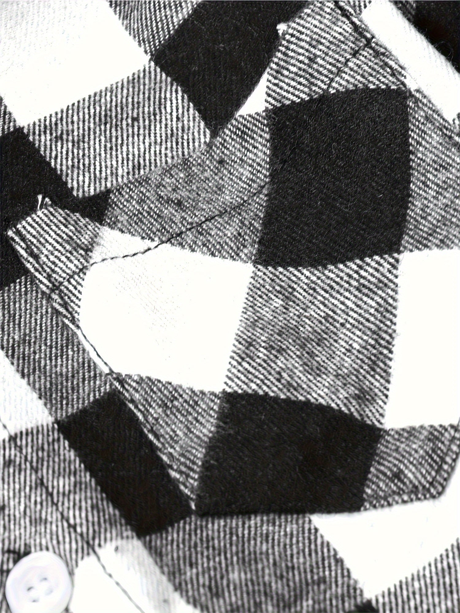 Men's Plus Size Gingham Flannel Shirt Casual Button Down Polyester Cotton