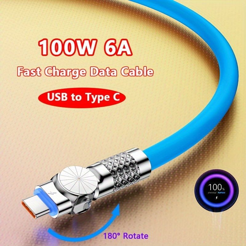 USB-C Fast Charging Cable 100W 6A Durable Liquid Silicone Data Transfer Compatible with Android Phones