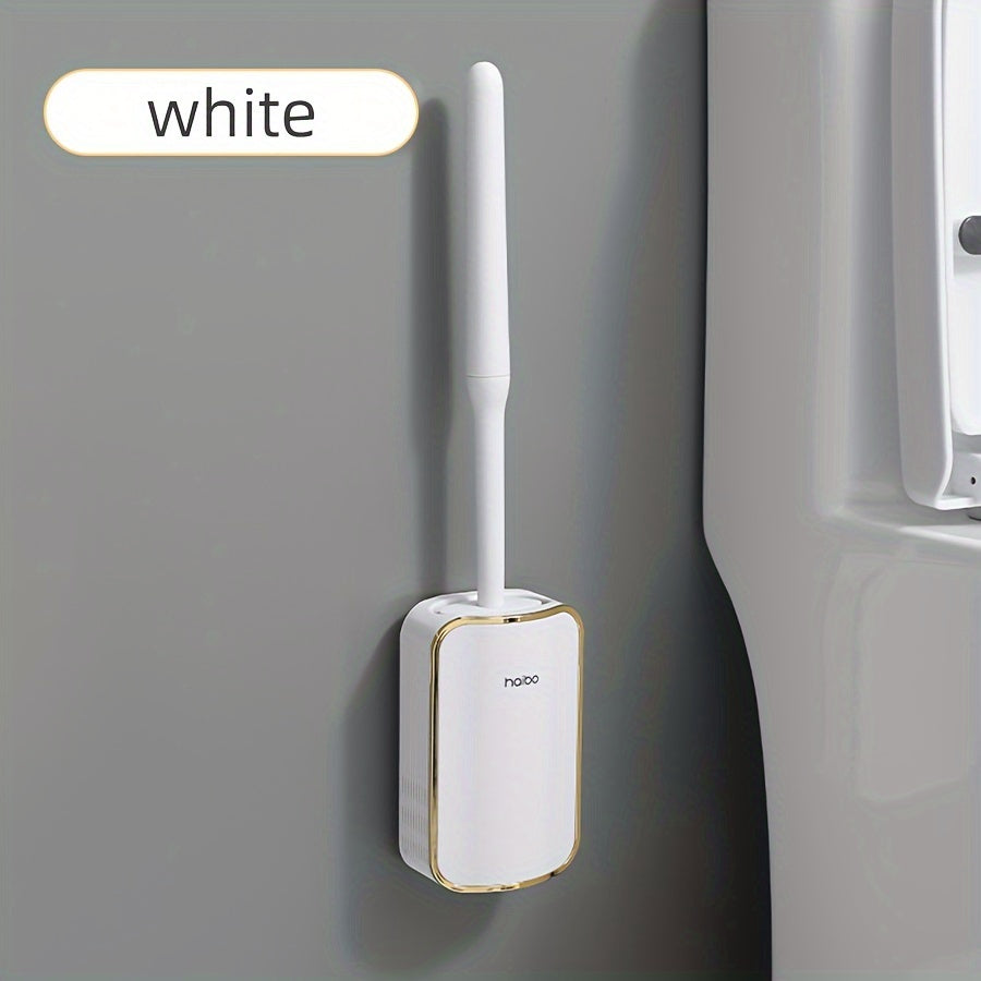 Элегантный настенный набор для чистки туалета с удлиненной ручкой - силиконовые щетинки, легкая уборка для ванной, полный набор щетки для туалета и держателя