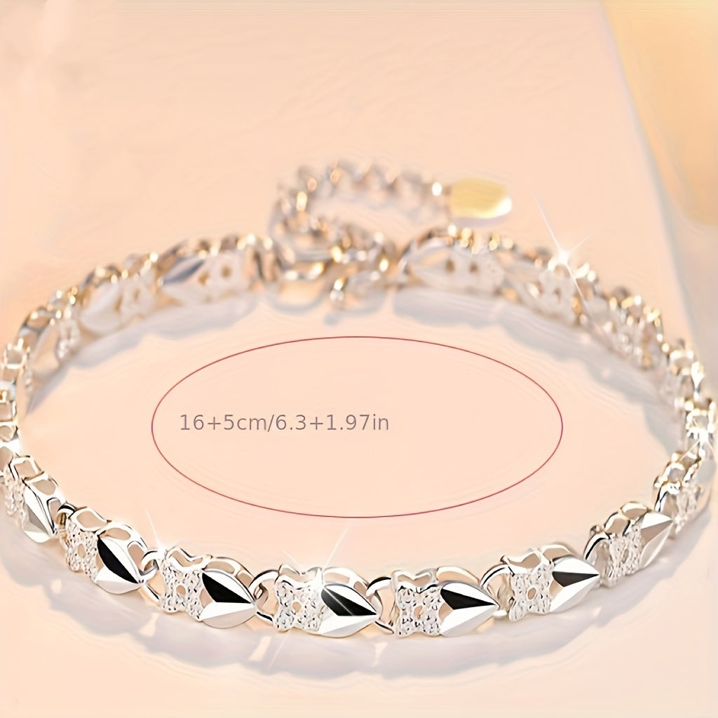 Vintage Style Silver Bracelet for Women Sterling Silver Plated Jewelry Gift