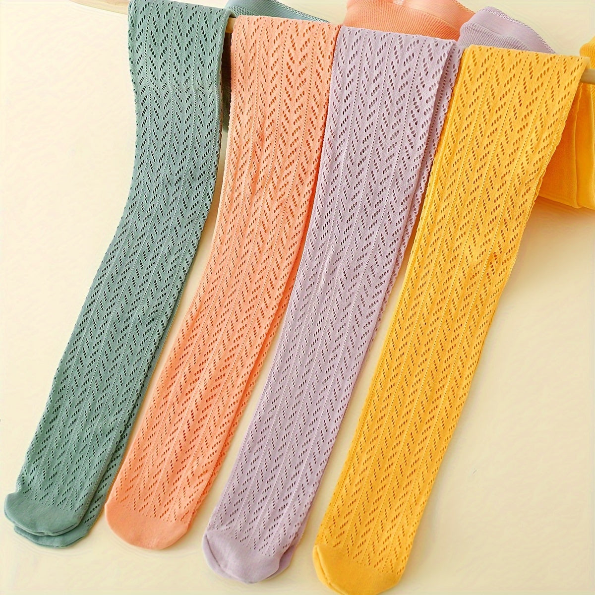 Girls' Mesh Pantyhose 4 Pairs All-Season Breathable Comfortable Outdoor Wear