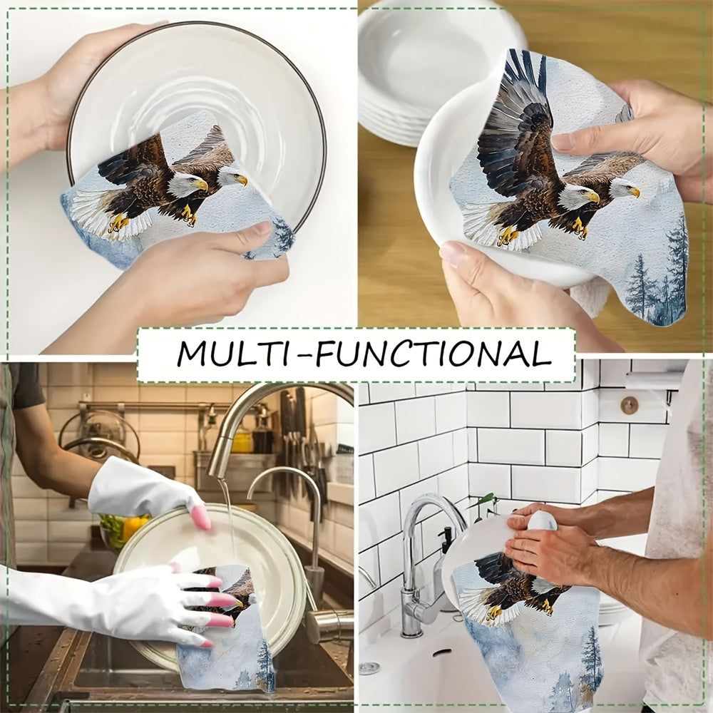 Paquete de 2 toallas de cocina con acuarelas de águilas, toallas de mano suaves y absorbentes