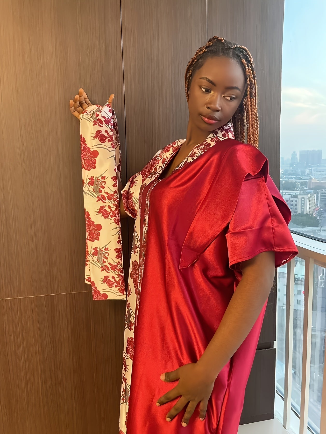 Women's Plus Size V-Neck Sequin Long Dress, Loose Fit, All Seasons