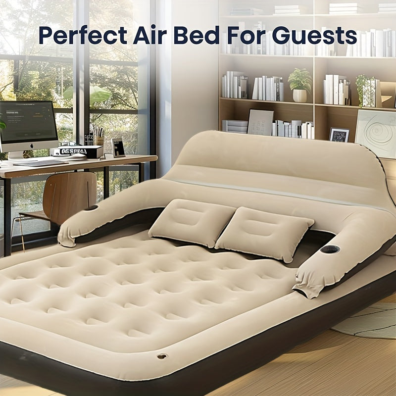 Self-Inflating Two-Person Air Mattress for Camping with Pillows Polyester Fiber