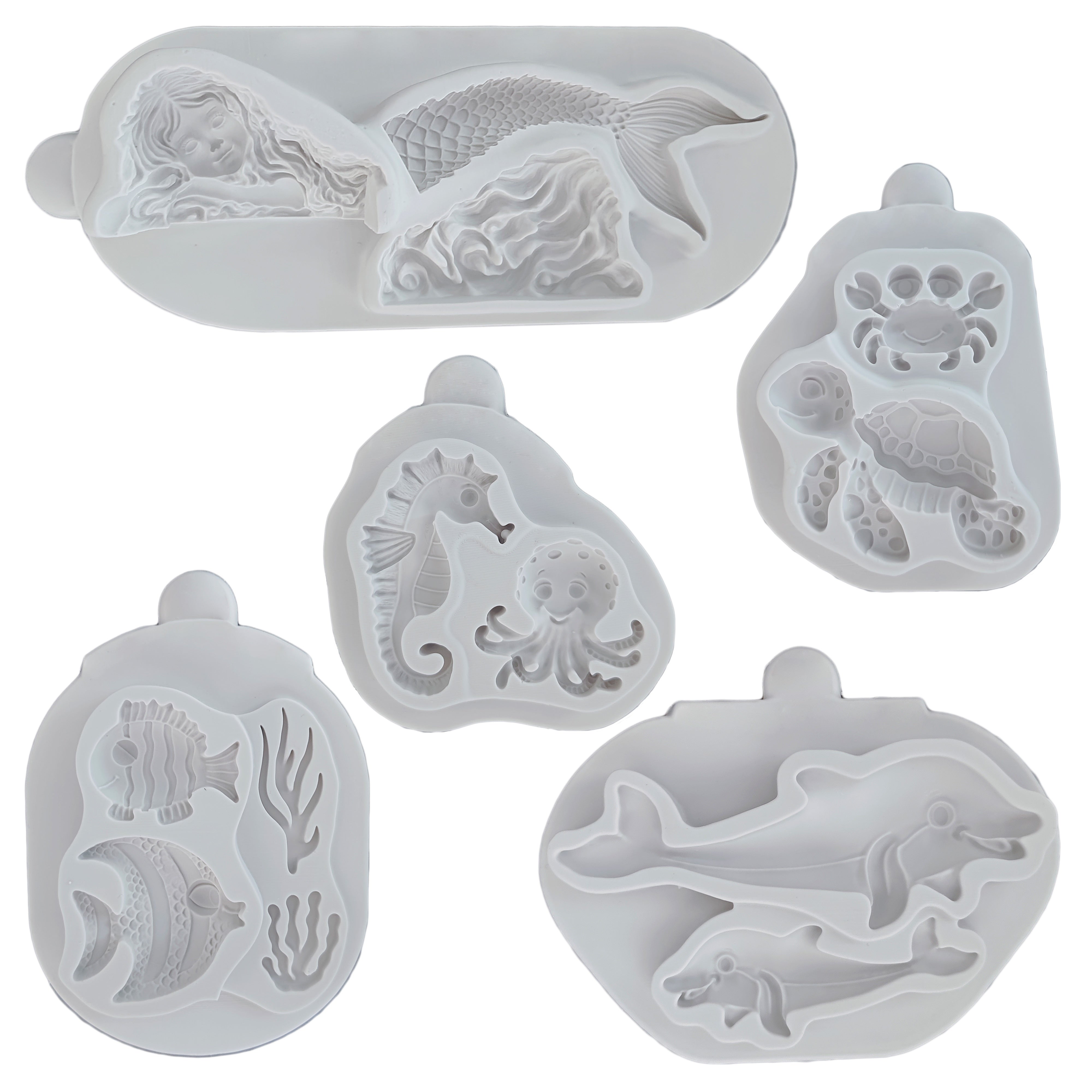 Silicone Mold for Candy and Fondant Mermaid Ocean Animal Marine Life 3D