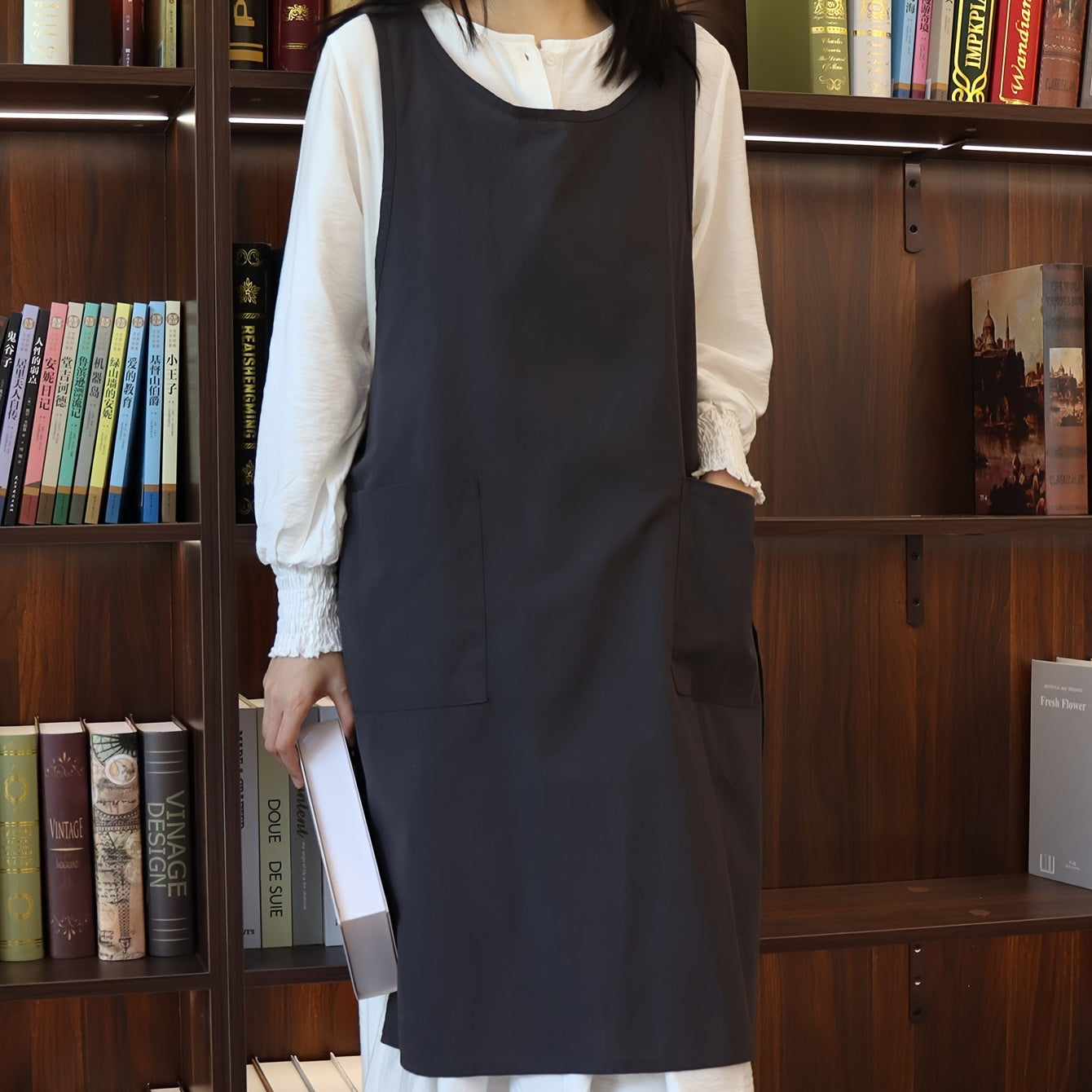 Korean-Style Woven Apron Solid Color for Home Use