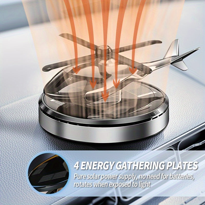 Universal Solar-Powered Car Air Freshener Diffuser with Rotating Helicopter Shape