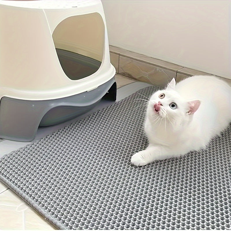 Large Double-Layer Cat Litter Mat Splash-Proof EVA Honeycomb Non-Slip Washable