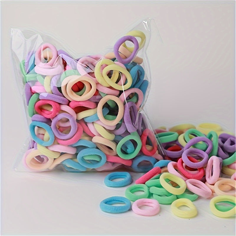 200 Colorful Soft Elastic Hair Ties for Girls Ponytails Set