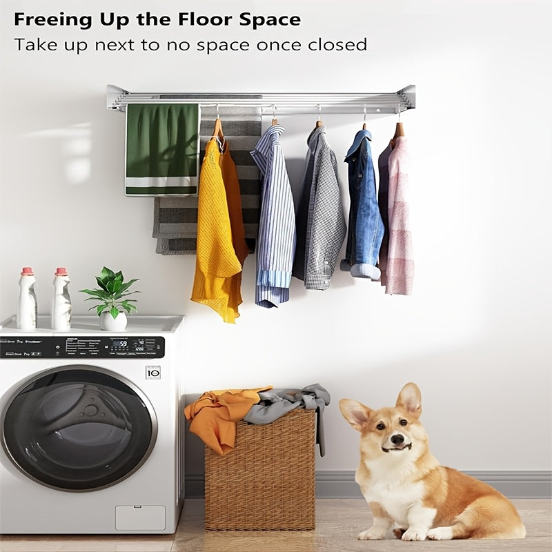 Foldable Wall-Mounted Metal Towel Rack for Bathroom Balcony Living Room Black White