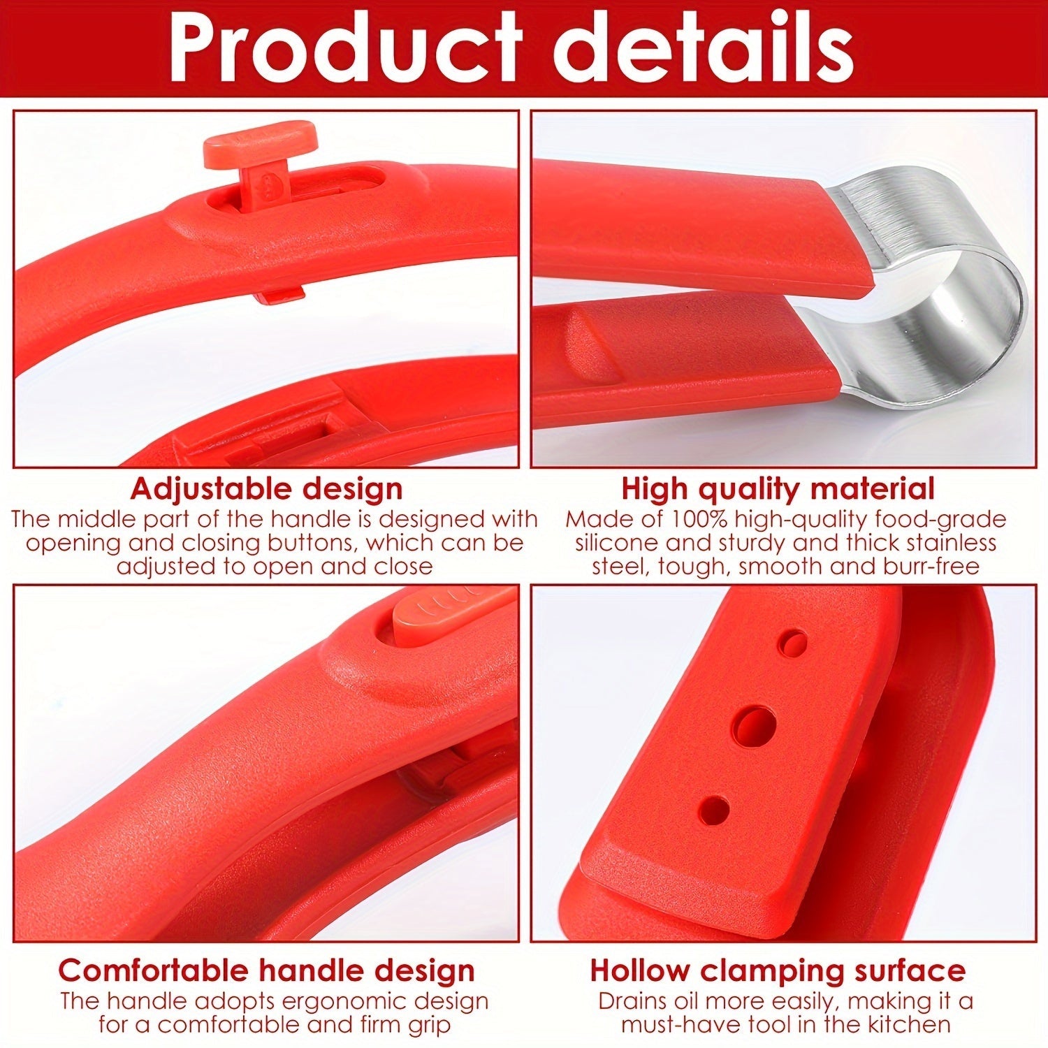 Многофункциональные кухонные щипцы из нержавеющей стали и силикона - прочные, термостойкие, регулируемые для барбекю, хлеба, рыбы, яиц, стейков, блинов и салатов - антипригарный кухонный инструмент