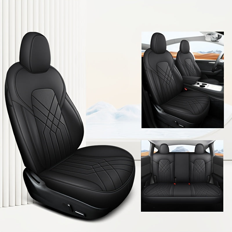 Luxury Nappa Leather Car Seat Covers Full Set for Tesla Model Y 2020-2024