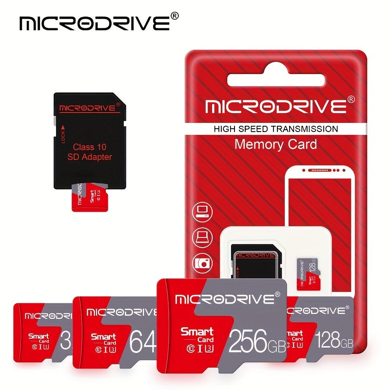 High Speed Class 10 MicroSD Card with SD Adapter 16GB to 256GB U3 for Smartphones Cameras DVRs