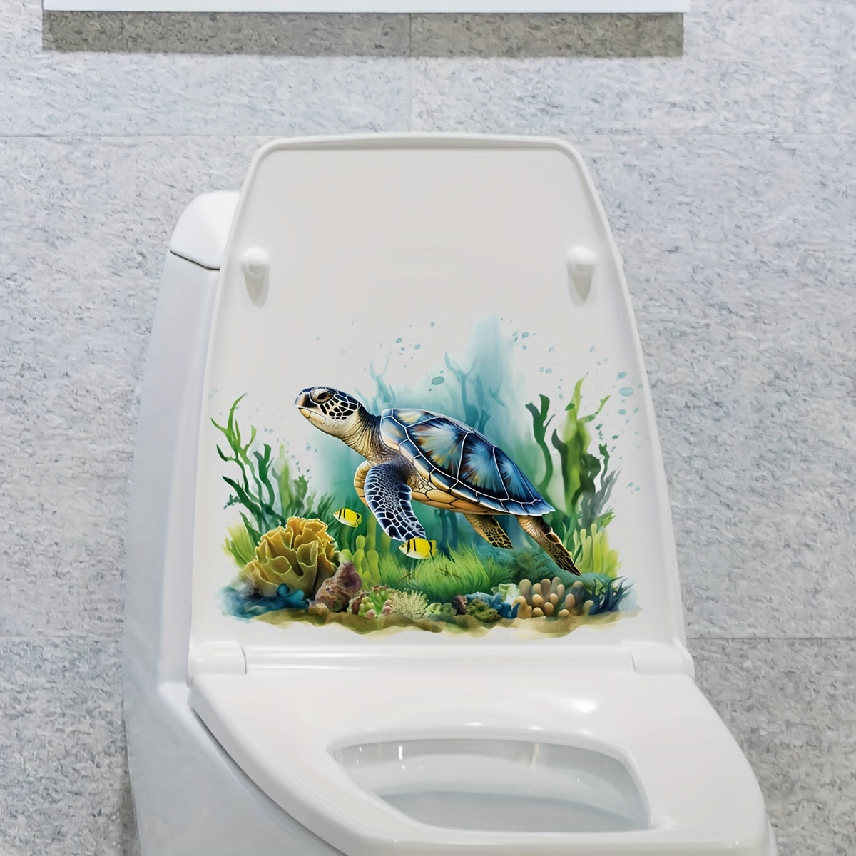 Sea World Turtle Bathroom Wall Decal Removable Self-Adhesive Decor
