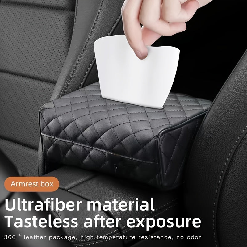 Black Car Tissue Box Holder Water-Resistant Hanging Organizer for Daily Commute