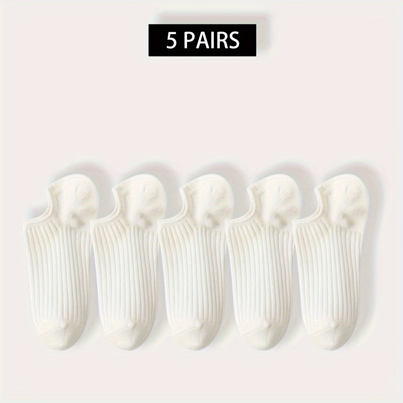 Men's Invisible Socks 5 Pairs Breathable Sweat-Resistant Anti-Odor Solid