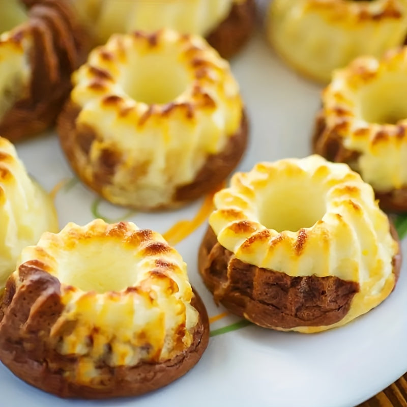 12 dona Silikon Bundtlette pirojnoe qolibi, burma bor quvurli pirojnoe pishirish asbobi, oshxona