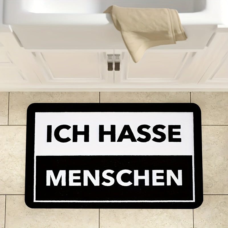 Qora va oq chiziqli polyester eshik oldi gilami, sirpanmaydigan, mashinada yuviladigan, ifloslanishga qarshi, qulay to'rtburchakli kirish gilami, 1 dona