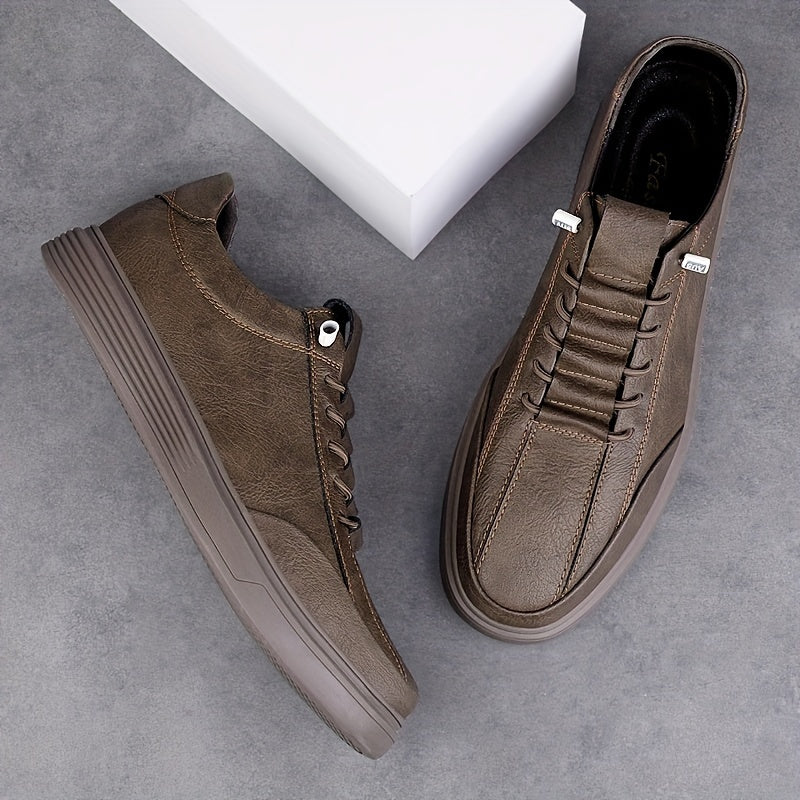 Men's Vintage Casual Shoes Leather Rubber Sole Low Top Street Style